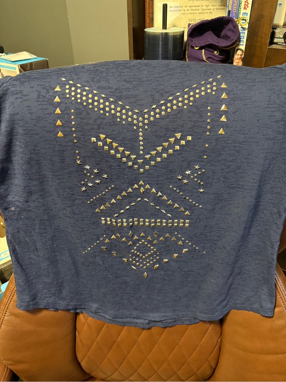 Women’s Short Sleeve Studded Tee in Navy